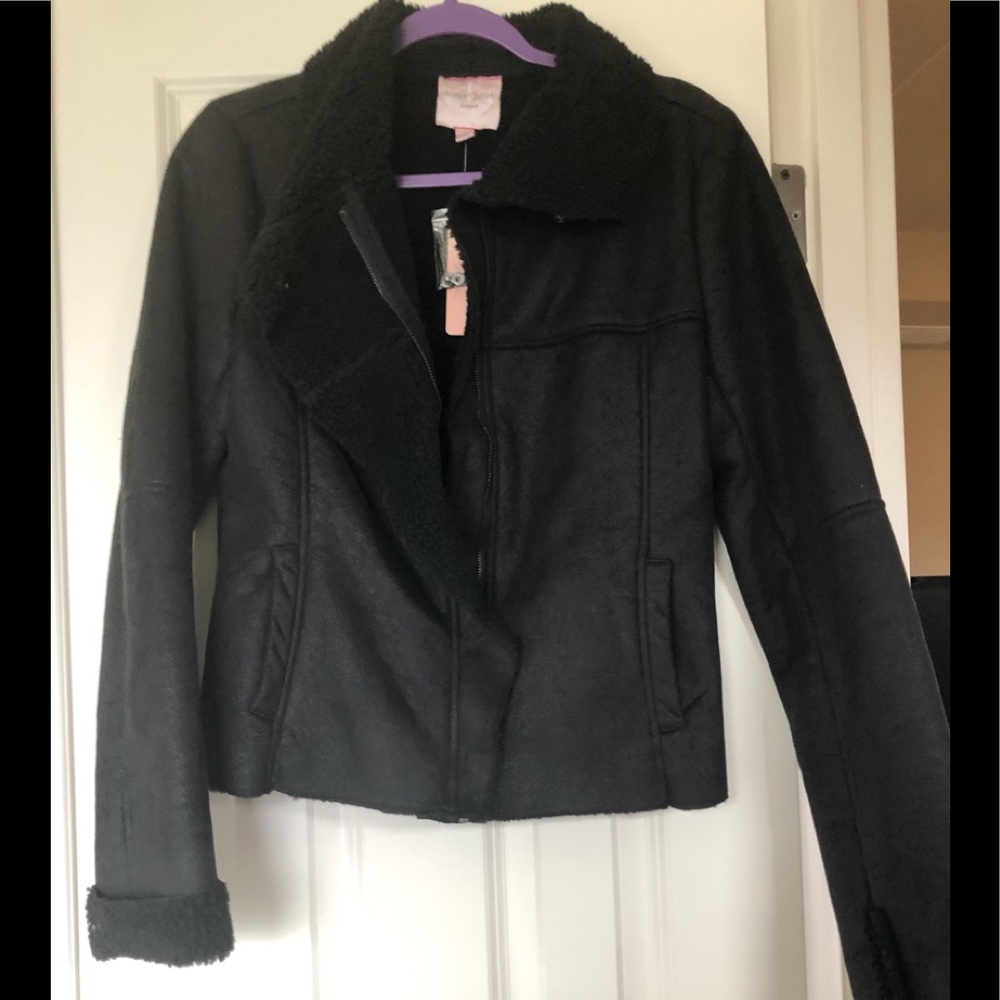 NWT Romeo & Juliet Couture Black Cozy Moto Jacket Size M